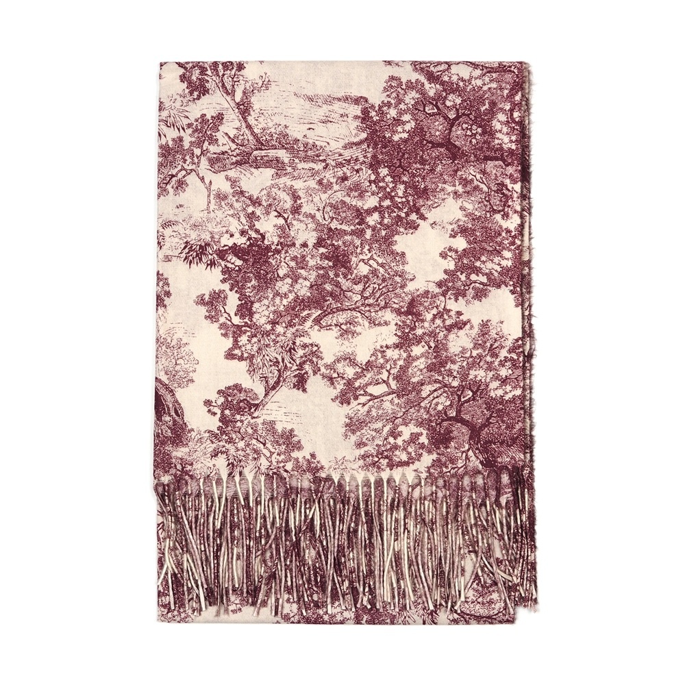 CTCT-02 Szalik zimowy Toile de Jouy Collection czerwony 200x70cm